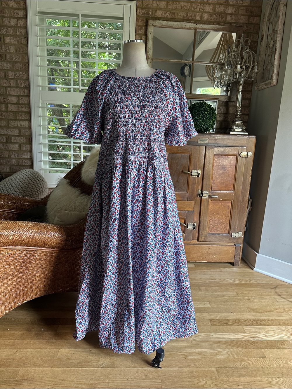 J . Crew Meadow Floral Smocked Midi Dress Cottagecore Prairie Modest XL NEW